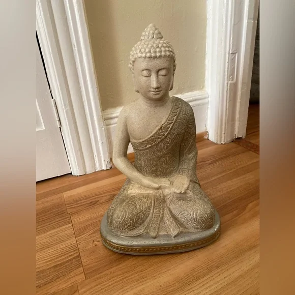 LARGE CREAM BUDDHA STATUE HOME DECOR